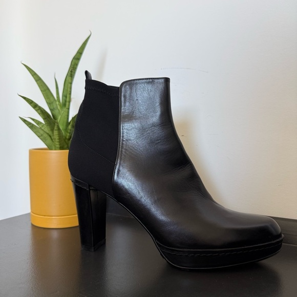 Stuart Weitzman black leather Otherhalf platform heel calf boots - size 9 NWT - Picture 3 of 7